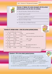 English Worksheet: Exercise on the personal pronouns