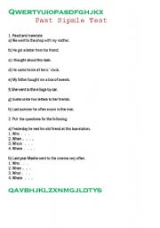 English Worksheet: pst simple test
