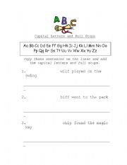 English Worksheet: full stops and capital letters
