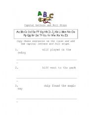 English worksheet: full stops and capital letters