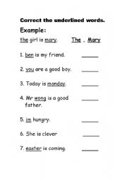 English worksheet: Capital letters