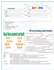 English Worksheet: Money Vocab & Conversations!