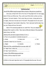 English Worksheet: Reading comprehension passage with questions