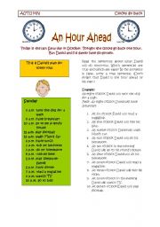 English Worksheet: An Hour Ahead