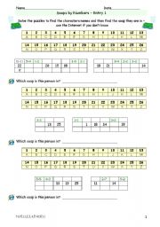 English Worksheet: English soaps Letter and Number puzzle E1