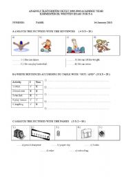 English worksheet: written exam