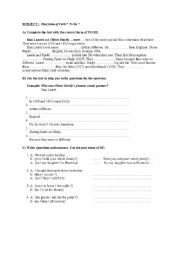 English worksheet: past of to be