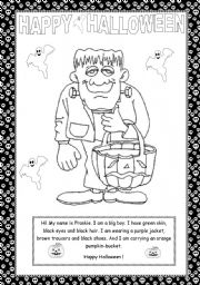 English Worksheet: Halloween 2011 - Read and color *editable*