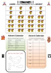 English Worksheet: Advent Calendar with language activities for pupils