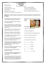 English Worksheet: Basketball - newspaper article