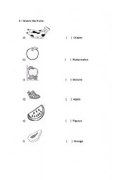 English Worksheet: Fruits