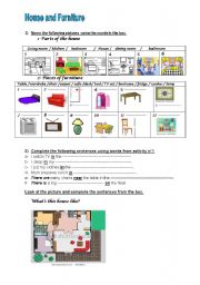 English Worksheet: House and Furniture