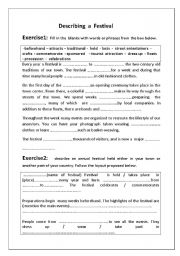 English Worksheet: describing a  festival