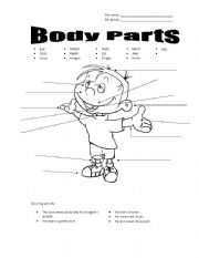 Name the body parts +coloring activity (fully editable)