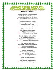 English Worksheet: MOTHER EARTH  DO NOT CRY