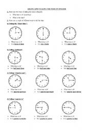 English Worksheet: time and dates