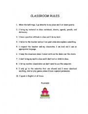 English Worksheet: Classroom rules