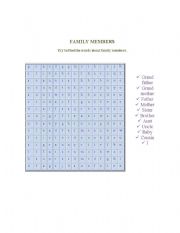 English Worksheet: Word search game (Family members)