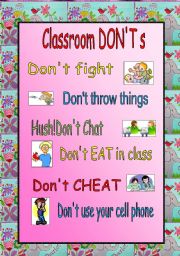 Classroom rules ( donts) poster