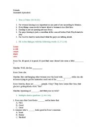 English Worksheet: Friends, season 1, episode 2, video exercise