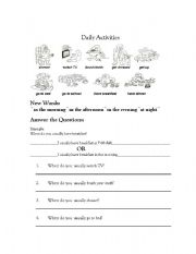 English worksheet: daily routine