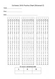 English worksheet: Dictionary Skills Practice Sheet (Basic 2)
