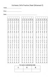 English Worksheet: Dictionary Skills Practice Sheet (Basic 2)