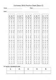 English Worksheet: Dictionary Skills Practice Sheet (Basic 2)