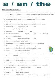 English Worksheet: a /an / the 