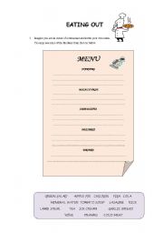 English worksheet: Eating Out