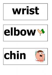 English worksheet: past of the body flash cards