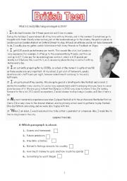 English Worksheet: British Teen