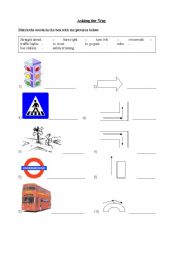 English Worksheet: Asking the Way - Match the words and the pictures