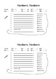 English worksheet: Numbers