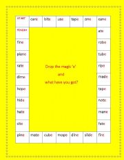 English Worksheet: drop the magic e and what have you got