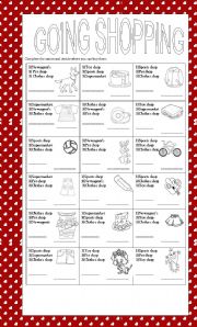 English Worksheet: Going shopping