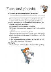 English Worksheet: Fears and phobias