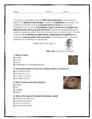 English worksheet: Neverending book