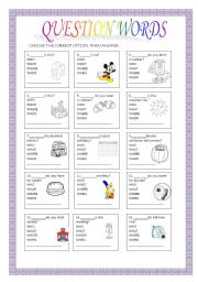 English Worksheet: Question Words