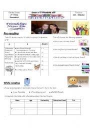 English Worksheet: Lesson N3:Friendship(second Form Tunisian pupils)