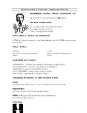 English Worksheet: fears and phobias