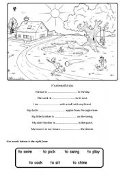 English Worksheet: PRESENT CONT. Its a nice day.