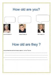 English Worksheet: Age : how old are you?
