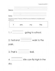 English Worksheet: Kinder sight words 1