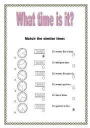 English Worksheet: What time is it?