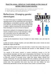 English Worksheet: The Battle of the Sexes