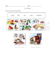 English Worksheet: Food Groups Page 1