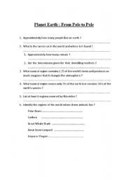 English Worksheet: planet earth: from pole to pole