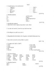 English worksheet: Test for beginners