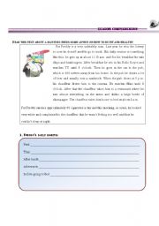 English Worksheet: EATING HABITS- reading comprehension